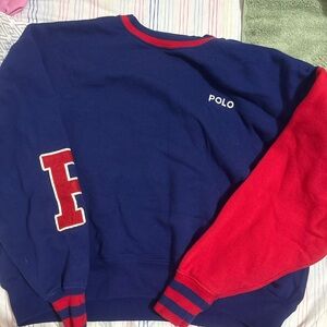 Ralph Lauren Men's Blue and Red Crewneck Sweater